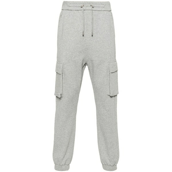 バルマン メンズ カジュアルパンツ ボトムス Logo-print cotton track pants Grey|asty