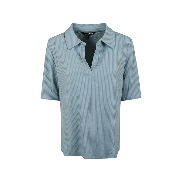 ラルフローレン レディース Tシャツ トップス V-neck ribbed t-shirt Blue｜asty