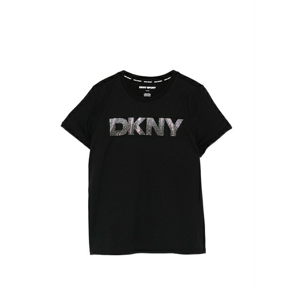 ダナ キャラン ニューヨーク レディース Tシャツ トップス Ombre rhinestone t-shirt Black｜asty