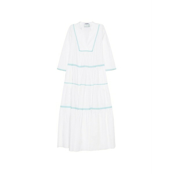 ヴィヴェッタ レディース ワンピース トップス V-neck crochet-trim maxi dress White｜asty