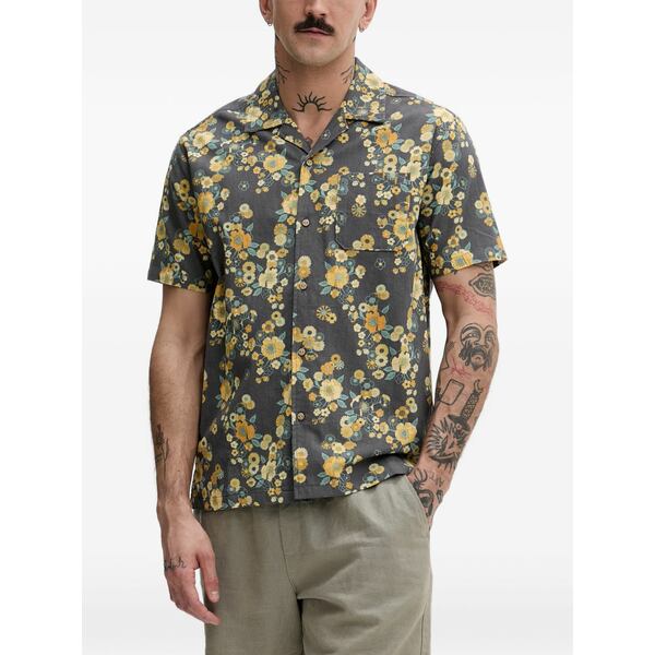 ハーレー メンズ シャツ トップス Floral-print short-sleeve shirt Grey|asty