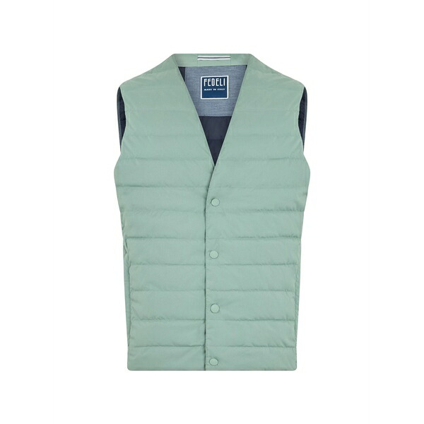 フェデーリ メンズ ジャケット&ブルゾン アウター Quilted v-neck gilet Green|asty