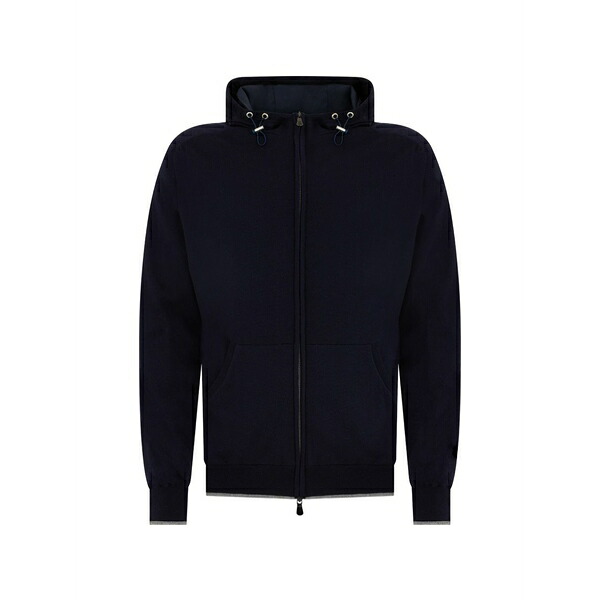 フェデーリ メンズ ジャケット＆ブルゾン アウター Hooded zip-up bomber jacket Blue｜asty