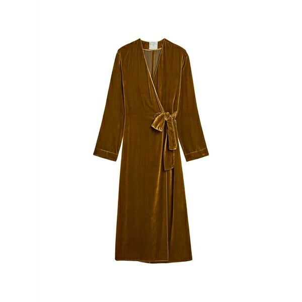 フォルテ フォルテ レディース ワンピース トップス Velvet wrap midi dress Yellow｜asty