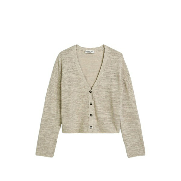 マルコポーロ レディース カーディガン アウター Fine-knit v-neck cardigan Neutrals｜asty
