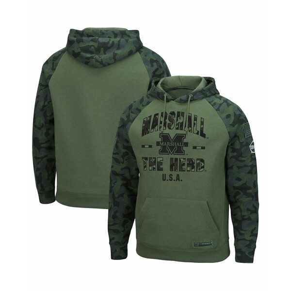 通販 コロシアム メンズ パーカー スウェットシャツ アウター Men's Olive, Camo Marshall Thundering Herd  OHT Military-Inspired Appreciation Raglan Pullover Hoodie www.agroservet.com