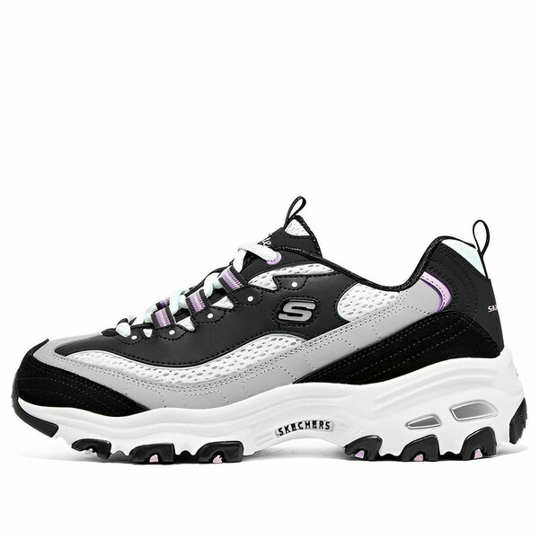 Skechers スケッチャーズ レディース スニーカー BLACK/WHITE/GREY/PURPLE 【(WMNS) Skechers D'LITES 1.0 'Black' 896209-BKPR】 サイズ US_9(26.0cm)|asty