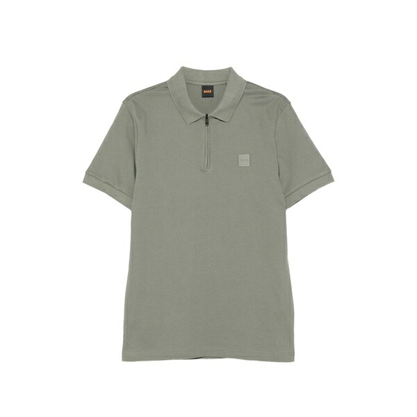 元締め メンズ スポーツシャツ トップス Zip polo shirt Green
