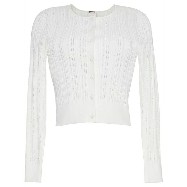 アダム リピズ レディース ジレー アウター Faye pointelle-knit cardigan White