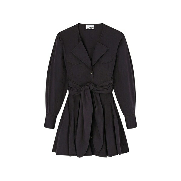 ガニー レディース ワンピース トップス Belted shirt dress Black|asty