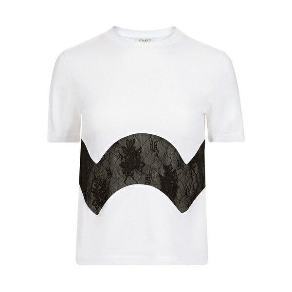 ニナリッチ レディース ティーシャツ トップス Lace-insert cotton t-shirt White トップス-レディースファッション