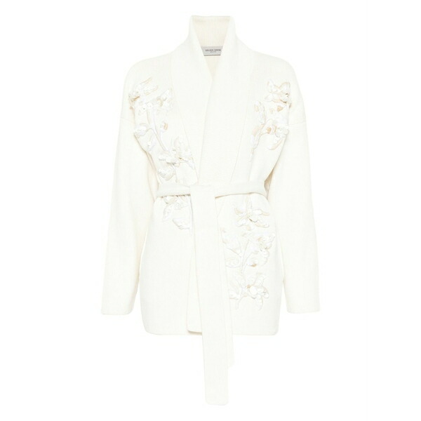 ゴールデングース レディース ジレー アウター Floral-embellished belted cardigan Neutrals