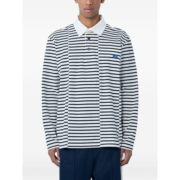 ウェールズ ボナー メンズ スポーツシャツ トップス Striped long-sleeve polo shirt Neutrals