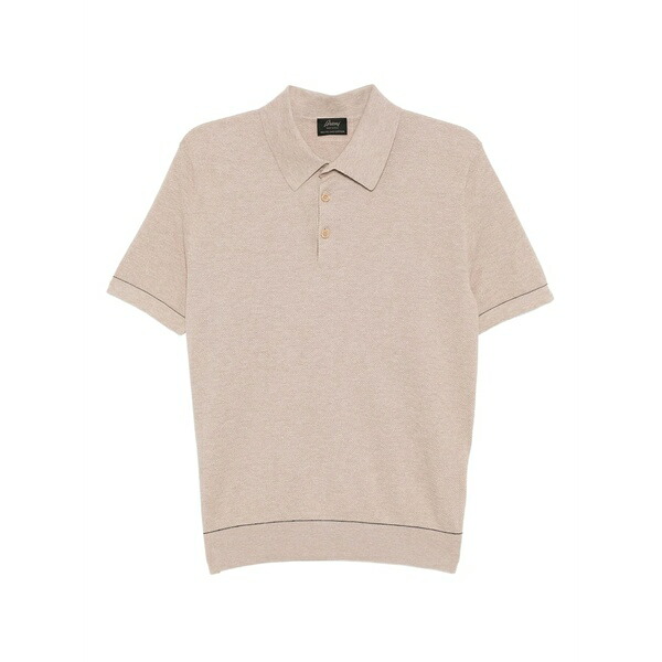 ブリオーニ メンズ ポロシャツ トップス Sea island polo shirt Neutrals｜asty
