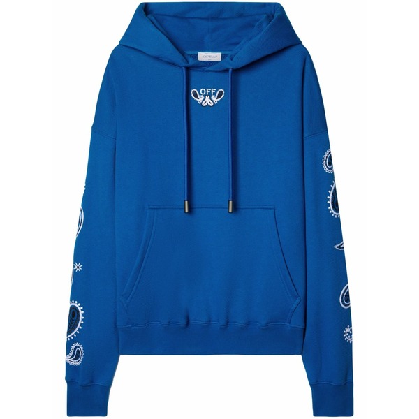 象牙色 メンズ パーカー・スウェットシャツ アウター Bandana-embroidered cotton hoodie Blue