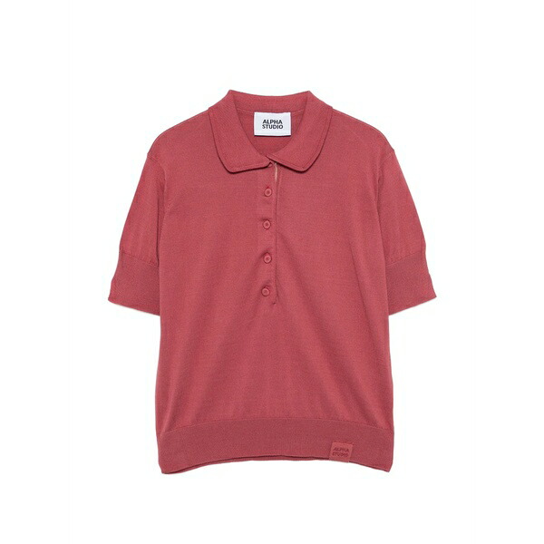 アルファス テューディオ レディース スポーツシャツ トップス Button-up polo top Pink