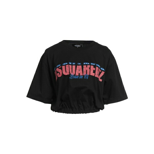 【送料無料】 ディースクエアード レディース カットソー トップス T-shirts Black