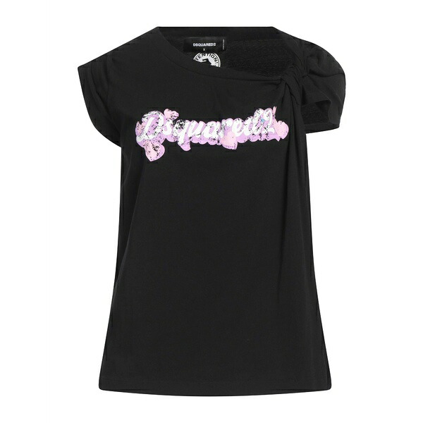 【送料無料】 ディースクエアード レディース Tシャツ トップス T-shirts Black|asty