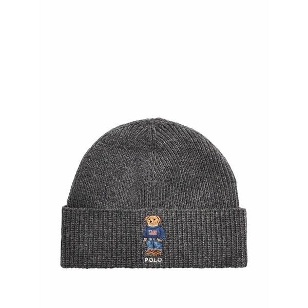ラルフローレン メンズ 鳥打ち帽 付属物 Bear beanie hat Grey