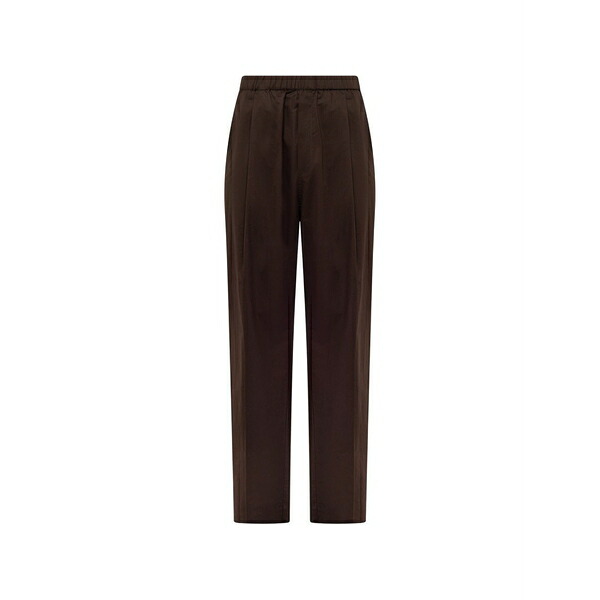 ラネウス メンズ 心地好いズボン下 ボトムス Elasticated-waistband front-pleat trousers Brown