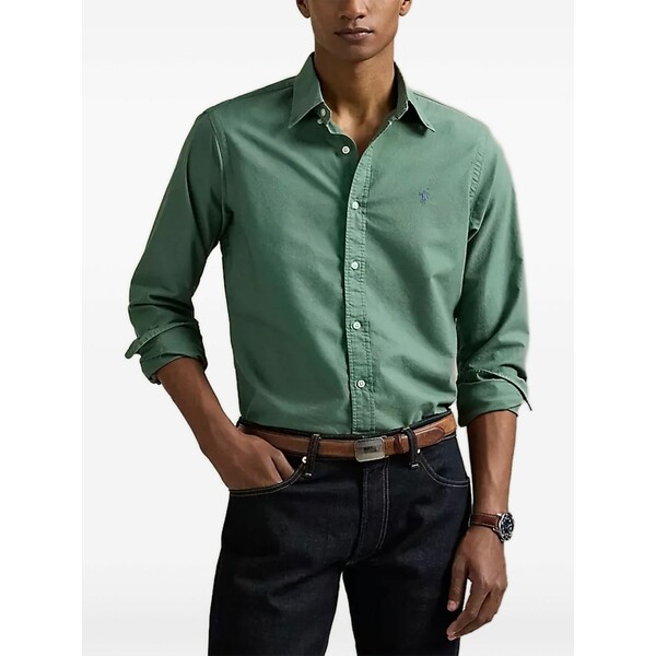 ラルフローレン メンズ プルオーバー トップス Embroidered-logo shirt Green