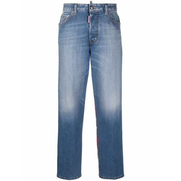 ディースクエアード レディース ジーンズズボン下 ボトムス Contrast-panel straight-leg jeans Blue