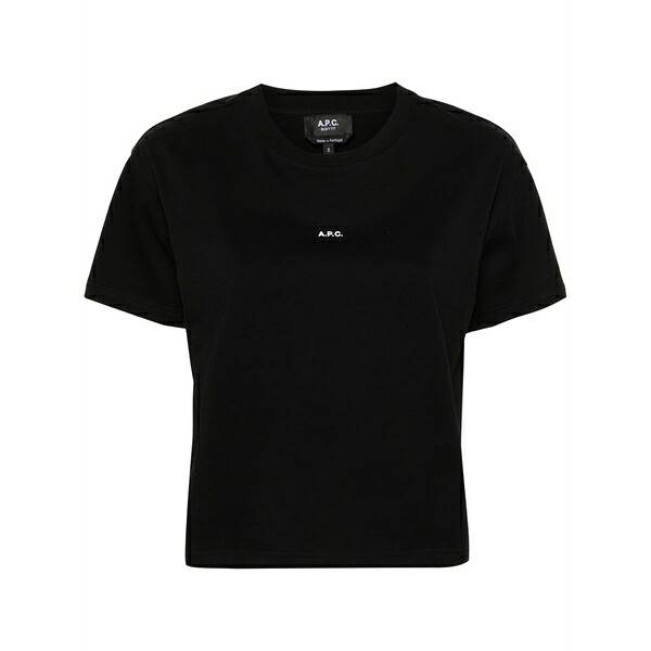 アーペーセー レディース ティーシャツ トップス Logo-print cropped t-shirt Black