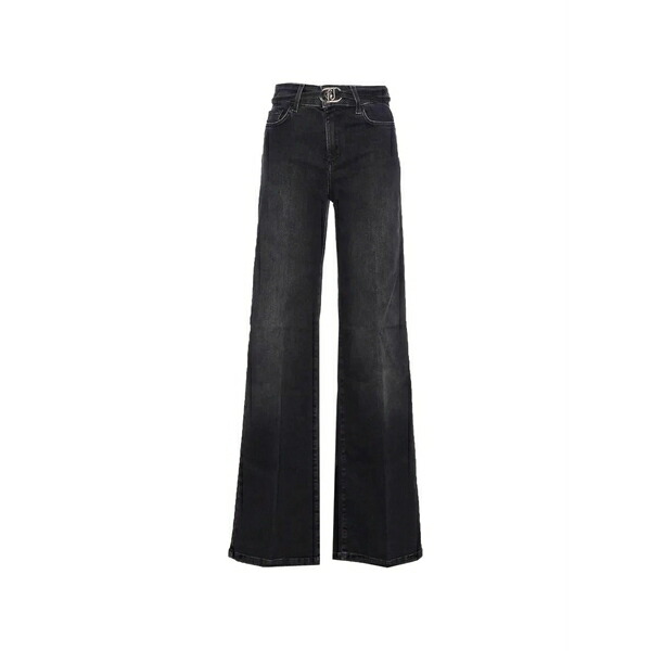 リュージョー レディース ジーンズズボン下 ボトムス Logo-belt jeans  Black