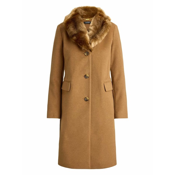 ラルフローレン レディース 厚地の外套 アウター Shawl-collar button coat Brown