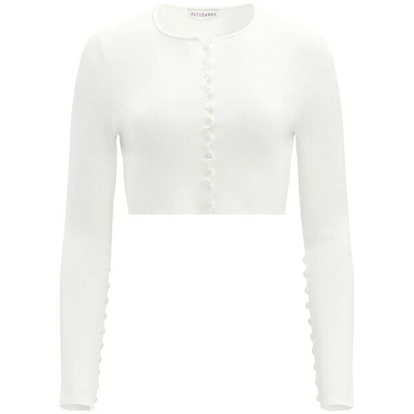 アルチュザラ レディース 編み物\u0026スウェーター アウター Haruni scallop-edge knitted top White