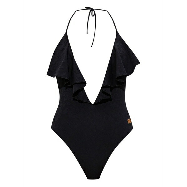 バルマン レディース 衣装 トップス Ruffled halterneck swimsuit Black