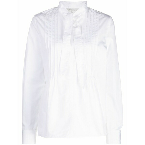 棲み家 狐狸 レディース プルオーバー トップス Pussy-bow cotton shirt White
