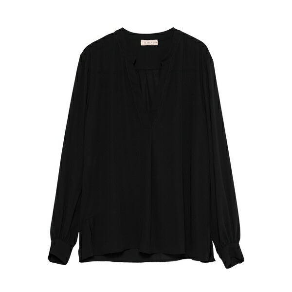 ブランカ ヴィータ レディース プルオーバー トップス V-neck long-sleeve blouse Black