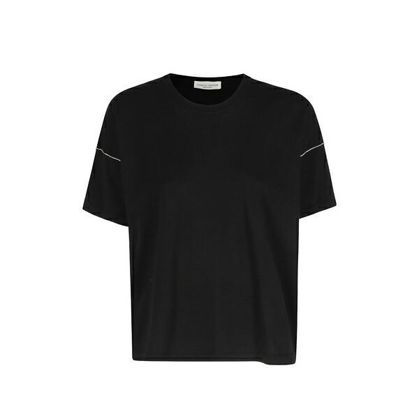 ロベルトコリーナ レディース プルオーバー トップス Piping-detail dropped-shoulder t-shirt Black