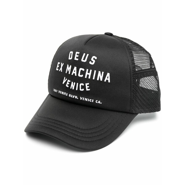 デウス 抽出エキス マキナ メンズ 鳥打ち帽 付属物 Venice address-embroidered baseball cap Black