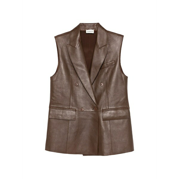 パロッシュ レディース 上衣＆上衣 アウター Double-breasted pocket gilet Brown