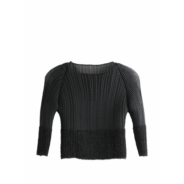 イッセイミヤケ レディース シャツ トップス Pleated boucl£-trim top Black|asty