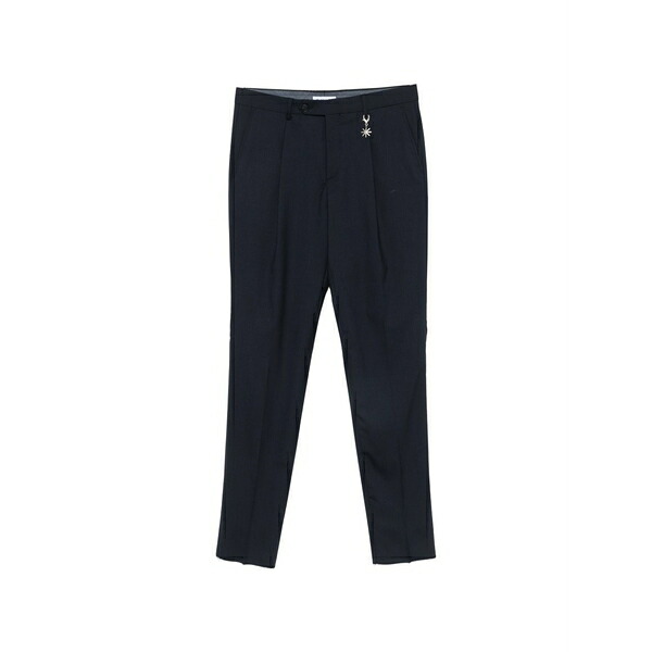マニュエル リッツ メンズ 心地好いズボン下 ボトムス Pleated stretch-wool trousers Blue