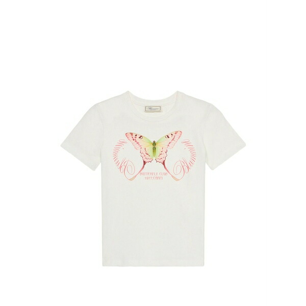 ブルマリン レディース プルオーバー トップス Butterfly-print t-shirt White