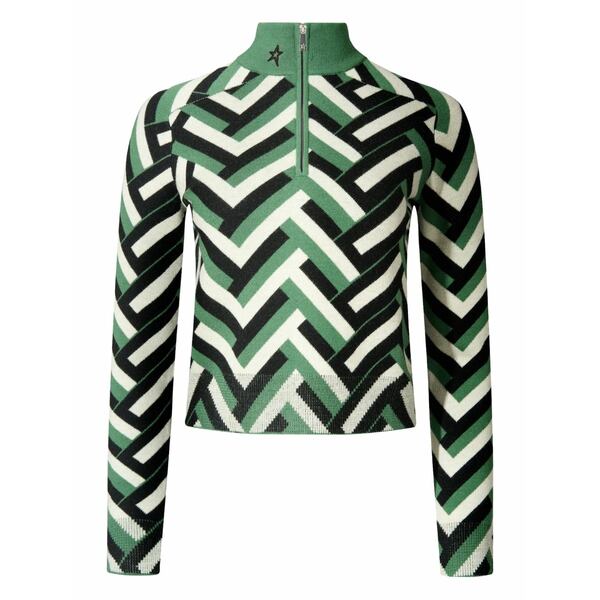 完備したちょっとの間 レディース 編み物\u0026ティーシャツ アウター Chevron-pattern jumper Green