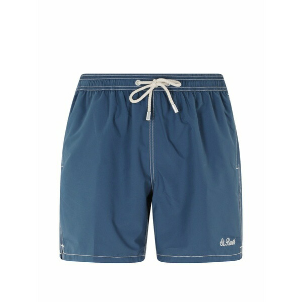 エムシーツーセイントバース メンズ 心地好いズボン下 ボトムス Patmos contrast-stitch swim shorts Blue