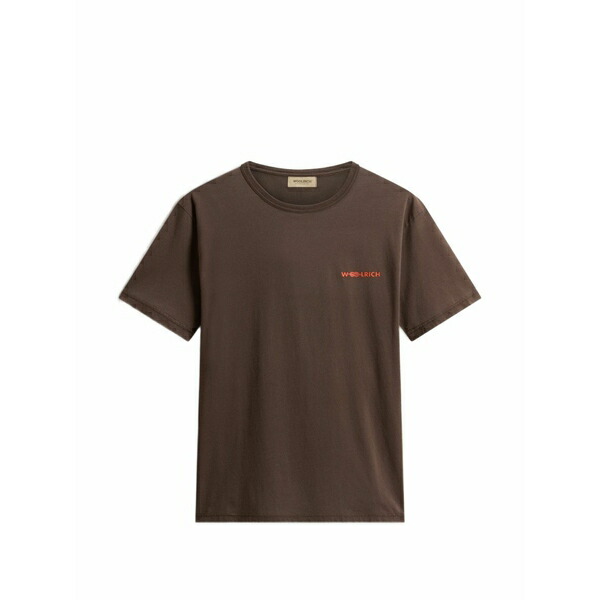 羊毛 分限者 メンズ プルオーバー トップス Garment-dyed graphic-print t-shirt Brown