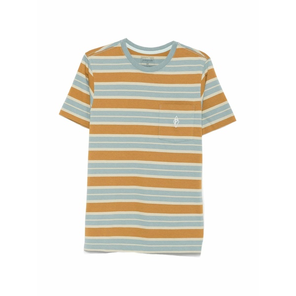パタゴニア メンズ ティーシャツ トップス Striped-pattern chest-pocket t-shirt Brown