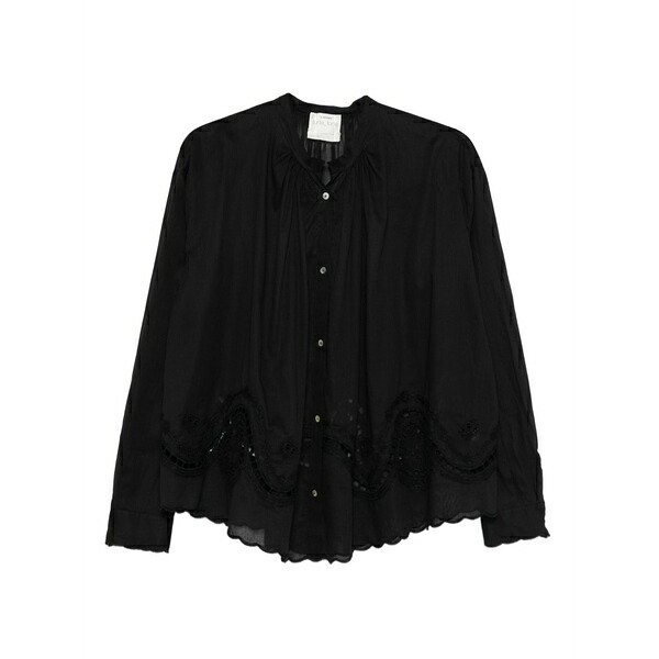 フォルテ フォルテ レディース ティーシャツ トップス Eyelet embroidered shirt Black