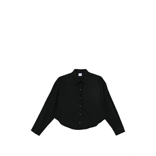 アスペジ レディース プルオーバー トップス Long-sleeve buttoned shirt Black