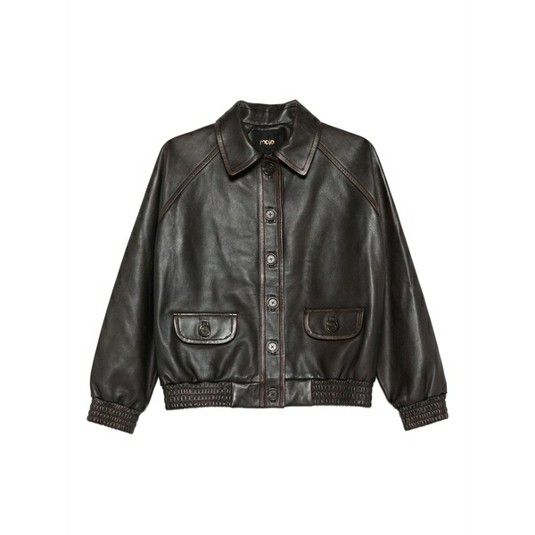 マージュ レディース 上衣＆上衣 アウター Buttoned leather jacket Brown