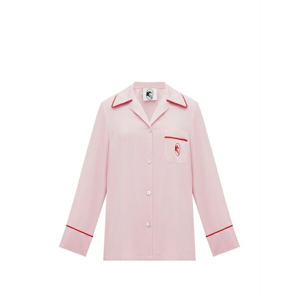 スリー基準打数 メンズ プルオーバー トップス Contrast-trim pocket pajama-style shirt Pink