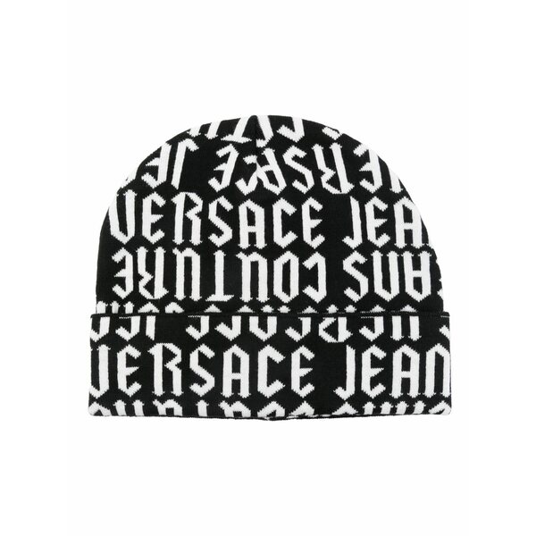 呼びりん探し回る メンズ 鳥打ち帽 付属物 Logo-jacquard beanie hat Black