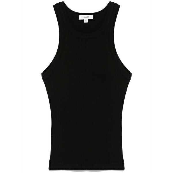 アゴルド レディース カットソー トップス Ribbed-knit tank top    Black