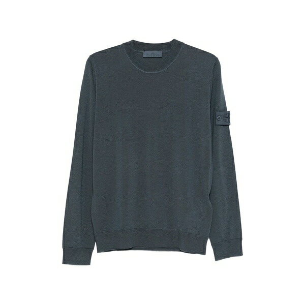 ストーンアイランド メンズ 編み物\u0026ティーシャツ アウター Ghost logo-patch crew-neck sweater Blue